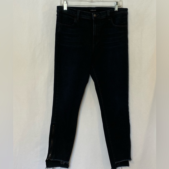 J Brand Alana High Rise Crop Skinny Jeans size 31 zip front zip ankle dark wash - Picture 3 of 16